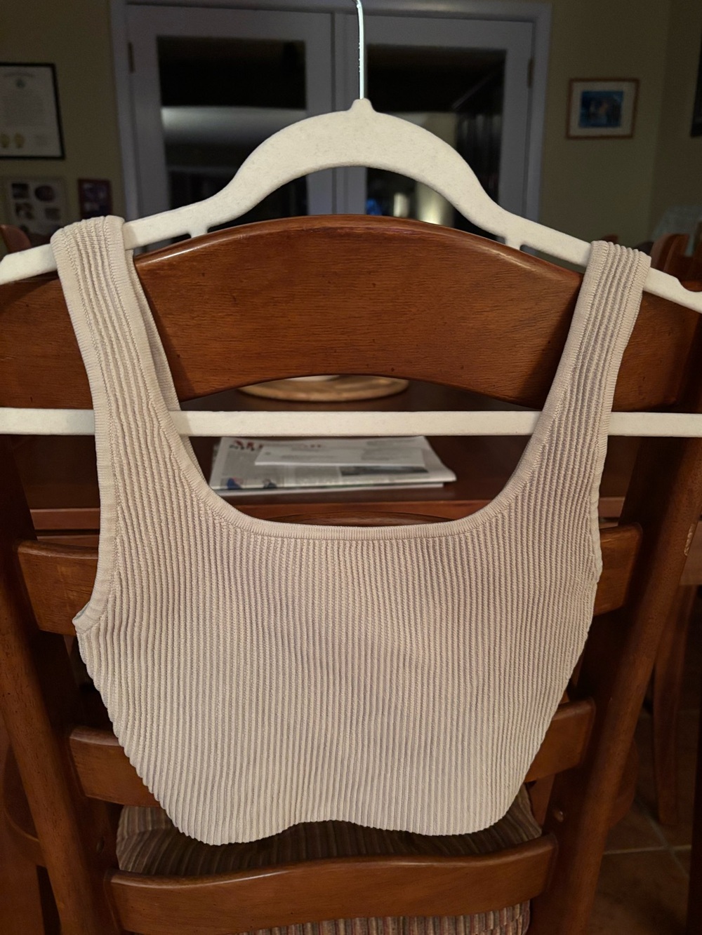 Aritiza Babaton Cream Ribbed Square-Neck Crop Tank